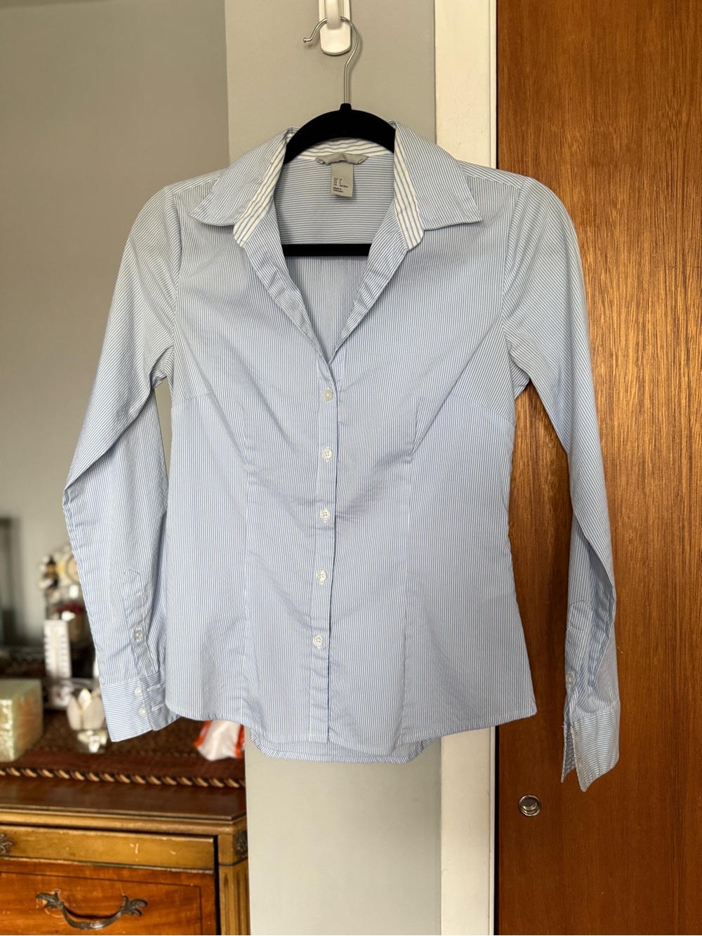 H&M Light Blue & White Striped Dress Shirt